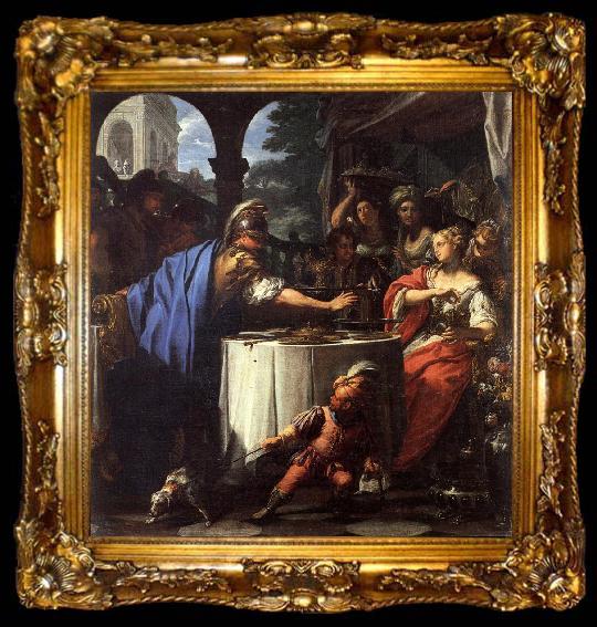 framed  Francesco Trevisani The Banquet of Mark Antony and Cleopatra, ta009-2